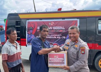Apresiasi Kinerja Buruh dalam Menjaga Keamanan Daerah, Polres Anambas Beri 30 Paket Sembako