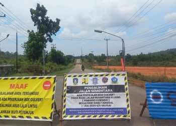 Proyek Box Culvert Jalan Nusantara Bintan Arus Lalin Dialihkan Sementara