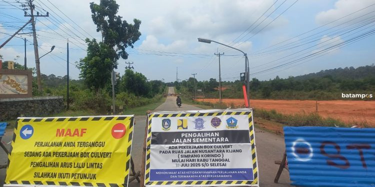 Proyek Box Culvert Jalan Nusantara Bintan Arus Lalin Dialihkan Sementara